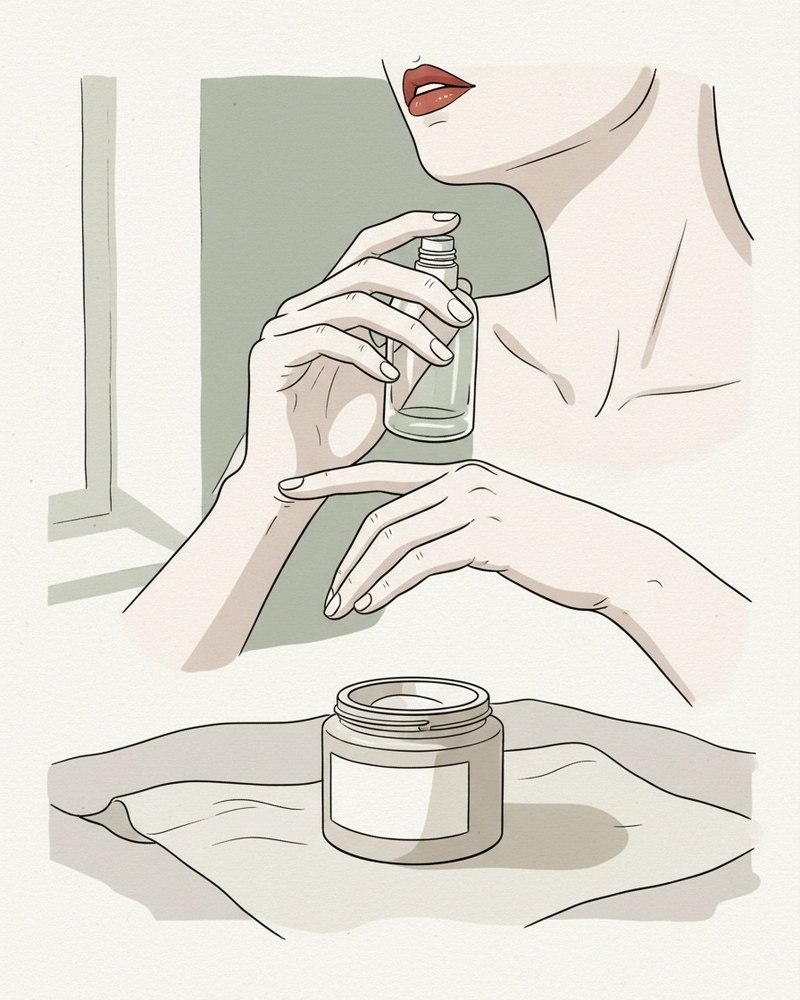 Application d'un parfum sur les points de pulsation du poignet